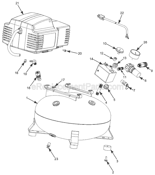 Page A Diagram and Parts List for CPFAC2040P Type 1 Porter Cable Compressor